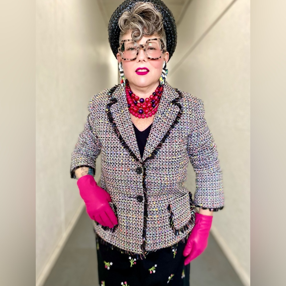 Nubby Pastel Blazer with Fringe